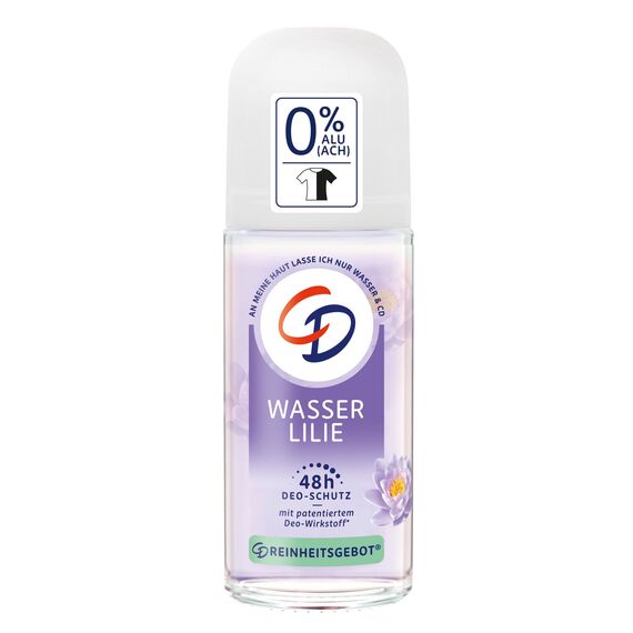 CD Deo Roll-On "Wasserlilie", Deodorant ohne Aluminiumsalze, langanhaltender Schutz für 48 h, für empfindliche Haut geeignet, vegan, Körperpflege, 50 ml