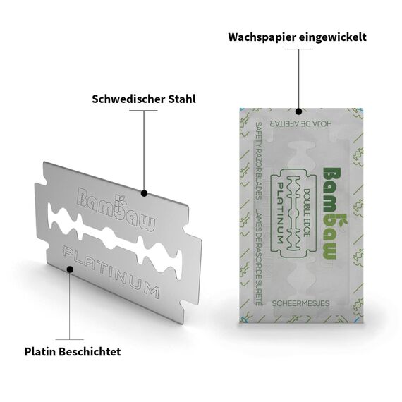 Rasierhobel Klingen | 100 universale Rasierklinge - Vorrat für 18 bis 24 Monate | Damen & Herren für Hobel & Rasierer | Double Edge Safety Razor Blades | Bambaw