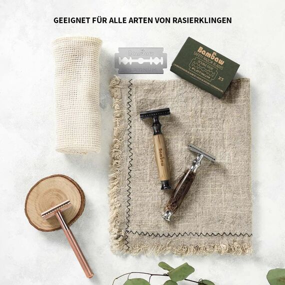 Rasierhobel Klingen | 100 universale Rasierklinge - Vorrat für 18 bis 24 Monate | Damen & Herren für Hobel & Rasierer | Double Edge Safety Razor Blades | Bambaw