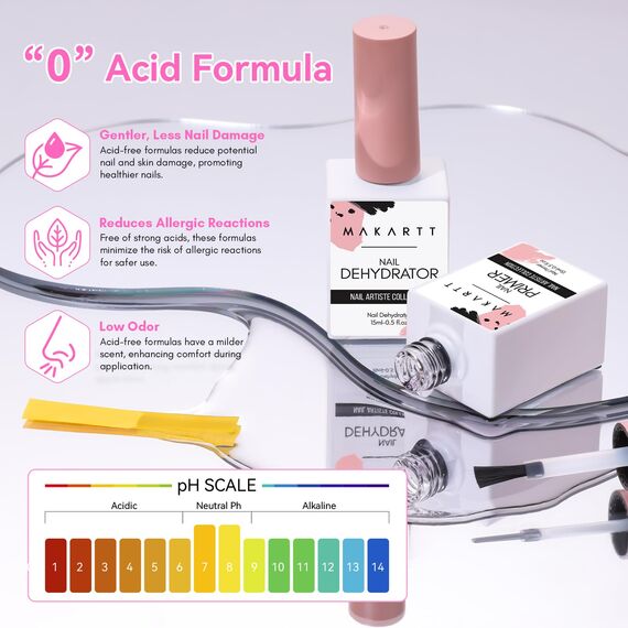 Makartt Nail Dehydrator und Nail Primer Bonder für die Nagelvorbereitung Überragende Haftgrundierung für Gel-Nagellack Poly-Verlängerungsgel 2Psc 15ml