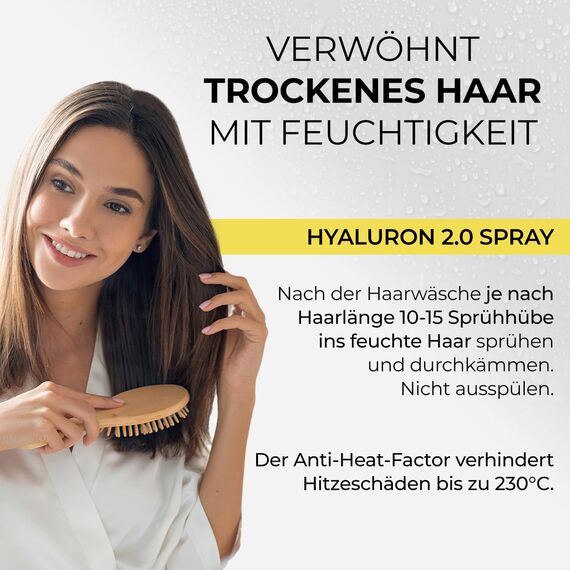 ALCINA Hyaluron 2.0 Spray (125 ml) - Spray für trockene & spröde Haare - für Glanz & Geschmeidigkeit - verhindert Hitzeschäden bis zu 230°C - Haarpflege mit Hyaluronsäure & Kaktusfeigenextrakt