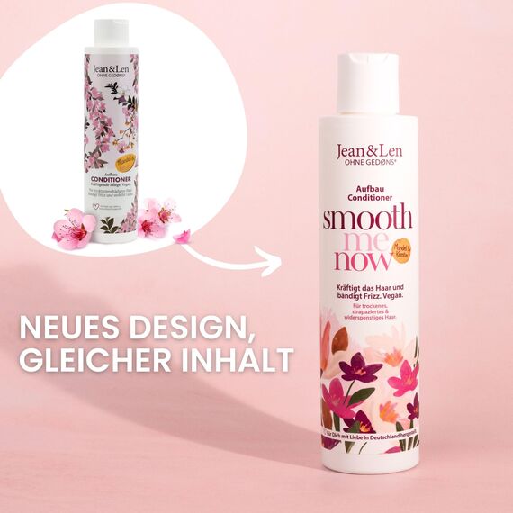 Jean & Len Conditioner Aufbau Mandel & Keratin, für trockenes & strapaziertes Haar, kräftigt das Haar, bändigt Frizz und verleiht Glanz, Haarconditioner ohne Silikone & Parabene, vegan, 300 ml