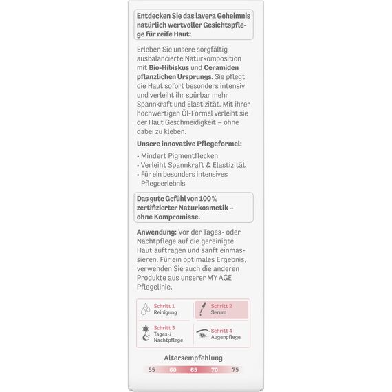 lavera MY AGE Intensiv Öl-Serum, mit Bio-Hibiskus und Ceramiden pflanzlichen Ursprungs, mindert Pigmentflecken, für reife Haut, zertifizierte Naturkosmetik, vegan, 30 ml