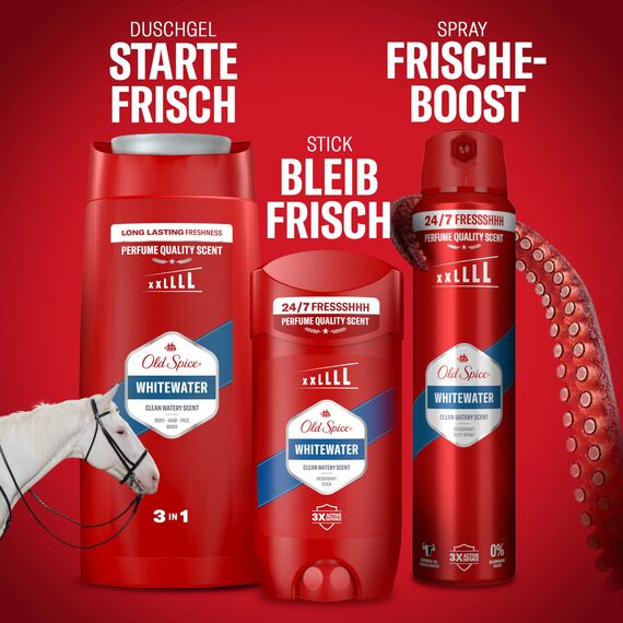 Old Spice Whitewater Deostick für Männer 50 ml, 24/7 Frischhh bei täglicher Anwendung, lang anhaltender Duft in Parfumqualität, Schutz vor Gerüchen, Ohne Aluminiumsalze