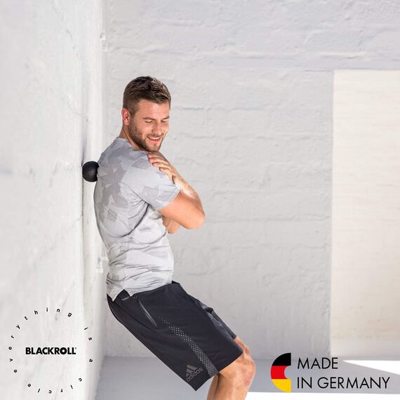 BLACKROLL® DUOBALL Set, Faszienbälle zur Selbstmassage von parallelen Muskelsträngen, Faszien-Duoball für Nacken und Rücken, Set: DUOBALL 08 & 12, mittlere Härte, Made in Germany, Schwarz