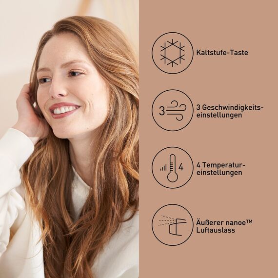 Panasonic EH-NA63 Nanoe Haartrockner, mit Diffusor, Styling-Düse, Gebläse- & Temperaturstufen, für sichtbaren Glanz, 2000 W Leistung, ergonomisches Design, Roségold