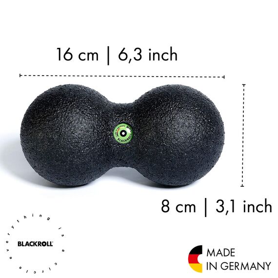 BLACKROLL® DUOBALL Set, Faszienbälle zur Selbstmassage von parallelen Muskelsträngen, Faszien-Duoball für Nacken und Rücken, Set: DUOBALL 08 & 12, mittlere Härte, Made in Germany, Schwarz