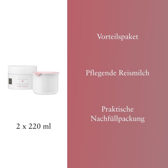 RITUALS Körpercreme und Nachfüllset von The Ritual of Sakura, 2x220 ml - Mit Reismilch, Kirschblüte, Antioxidantien, Vitamin E & Centella Asiatica - Hautpflegende & erneuernde Eigenschaften