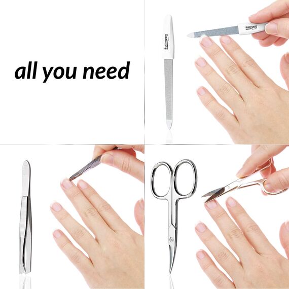 marQus Nagelschere und Pinzetten Set 3 teilig - mit Feile aus Solingen, das praktische Nagelpflegeset für alle Fälle und Taschen, Reise Maniküre Nageletui Trendfarbe: Rosa