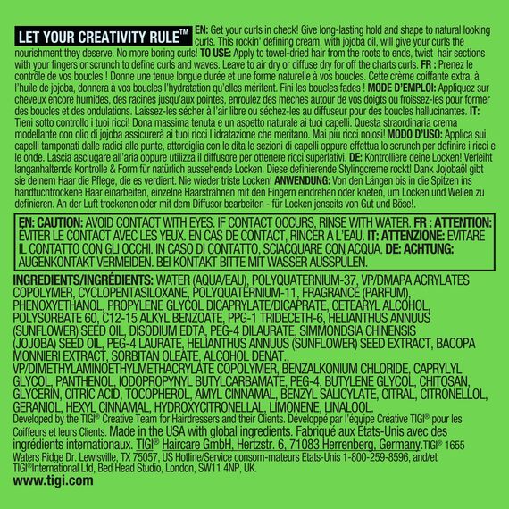 Bed Head by TIGI, Curls Rock Amplifier Lockencreme, Anti-Frizz-Haarprodukt für wunderschön definierte Locken, Für lockiges und gewelltes Haar, 113 ml