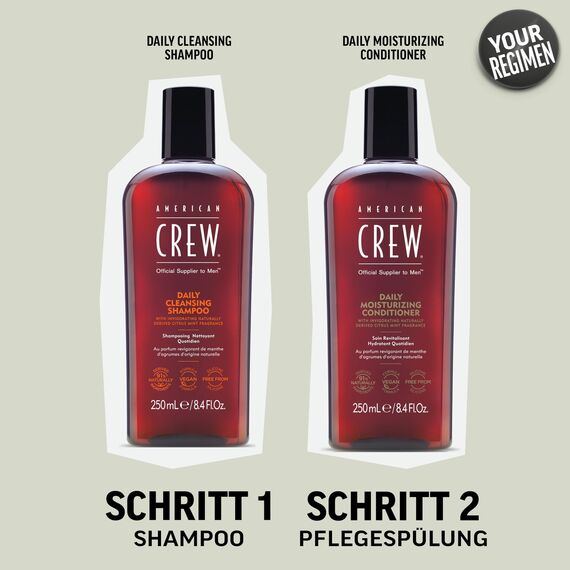AMERICAN CREW – Daily Moisture Conditioner, 250 ml, Pflegeconditioner für Männer, stärkendes Haarprodukt ohne Silikone, schützt vor Trockenheit & reduziert Haarbruch, vegan