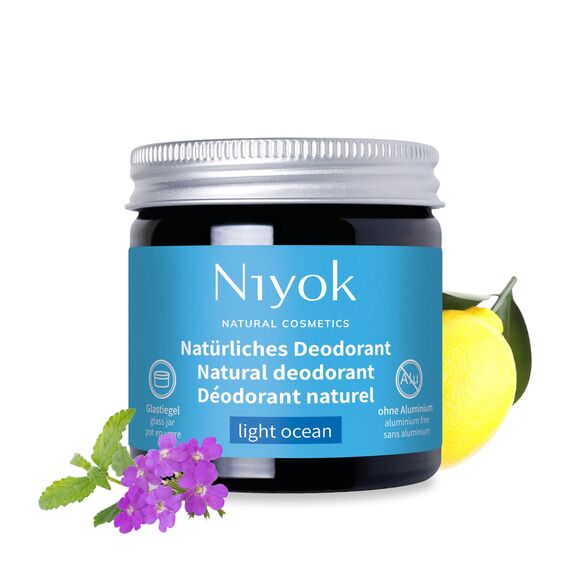 Niyok® 2-in-1 anti-transpirante Deocreme "Light Ocean" (40ml) • Natürliches Deo ohne Aluminium • 24h Schutz vor Geruch & Schweiß • Deodorant Creme Unisex • Feste Deo Creme vegan