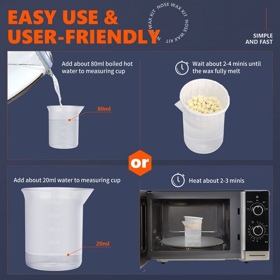 Lifestance Nasenhaar Wachs Set -Nasenwachs Kit für Männer -Schnell,Einfache,Schmerzfrei Nasen Wax Set -Nasenhaarentferner Sticks mit 80g Nasen Wachs (10-20 mal für die Verwendung)