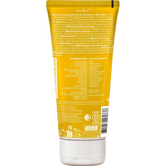 WELEDA Bio Energy Duschgel vegan - Naturkosmetik Aroma Shower Duschseife für Frauen & Männer mit Ingwer / Zedernholz Duft, Natürliche Hautpflege Dusche zur Reinigung von Gesicht & Körper (1x 200ml)
