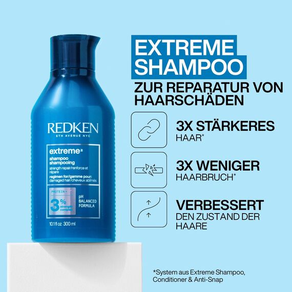Redken Haarshampoo für sprödes und geschädigtes Haar, Anti Haarbruch, Mit Sojaproteinen, Ceramiden, Sepicap und Arginin, Extreme Shampoo, 1 x 300 ml