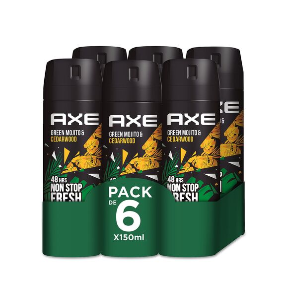 Axe Bodyspray Wild Mojito und Cedarwood Deodorant für Herren, 150 ml, 6 Stück