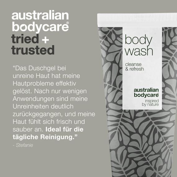 Lemon Myrtle & Teebaumöl Duschgel 200 ml by Australian Bodycare - Für unreine, trockene Haut, Pickeln, Juckreiz, Körpergeruch - Auch geeignet bei Pilzinfektionen, Fußpilz