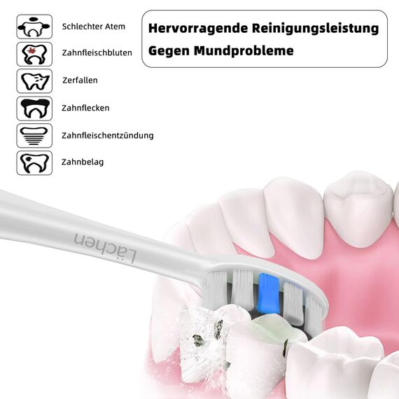 Lächen Ersatzbürstenkopf, Standard Aufsteckbürsten Passend für alle elektrischen Zahnbürsten von Lächen, S131 Weiß, 4 Stück