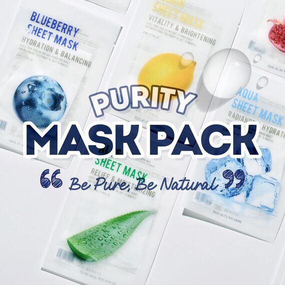 [PAKET VON 8] EUNYUL Purity Blattmaskenpaket 8 Typen 22 ml x 8 Stück Koreanische Hautpflege für alle Hauttypen