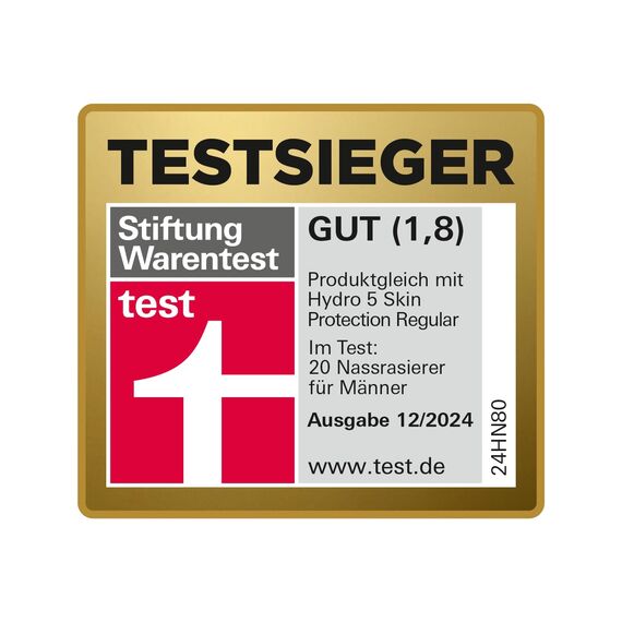 Wilkinson Sword - Hydro 5 Rasierer für Männer, TESTSIEGER VON WILKINSON SWORD BEI STIFTUNG WARENTEST, Rasiergriff + 1 Rasierklinge, Feuchtigkeitsspendende Gel-Pools und umklappbarer Trimmer