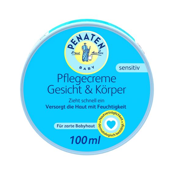PENATEN Pflegecreme Gesicht und Körper 100ml,schnell einziehende Baby Gesichtscreme + Körpercreme für zarte Babyhaut hinterlässt ein weiches Hautgefühl und versorgt die Haut mit wichtiger Feuchtigkeit
