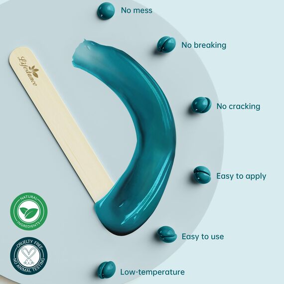 Lifestance 450g Waxing Perlen Formuliert für Anfänger, Wachsperlen mit 10 Holzspatel für Enthaarung, Grün Wachs Haarentfernung Perlen für Feines Haar,Gesicht,Augenbraue,Arme,Finger und Zehe