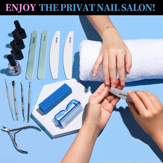 FANDAMEI Nagelfeilen Für Gelnägel, Nagelfeile 100/180, Buffer Für Nägel, Buffer Für Gelnägel, Maniküre Set, Feilen Für Gelnägel, Nagelzange, Nagelhautschieber, Nagelfeilen Set, Maniküre & Pediküre Set