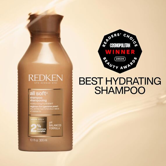 Redken Haarshampoo für trockenes und brüchiges Haar, Belebt und hydratisiert, Mit Omega-6 und Argan-Öl, All Soft Shampoo, 1 x 500 ml