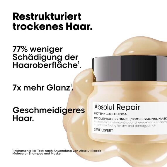 L'Oréal Professionnel Reparierende Haarmaske für strapaziertes und trockenes Haar, Mit Quinoa, Serie Expert, Absolut Repair Maske, 250 ml