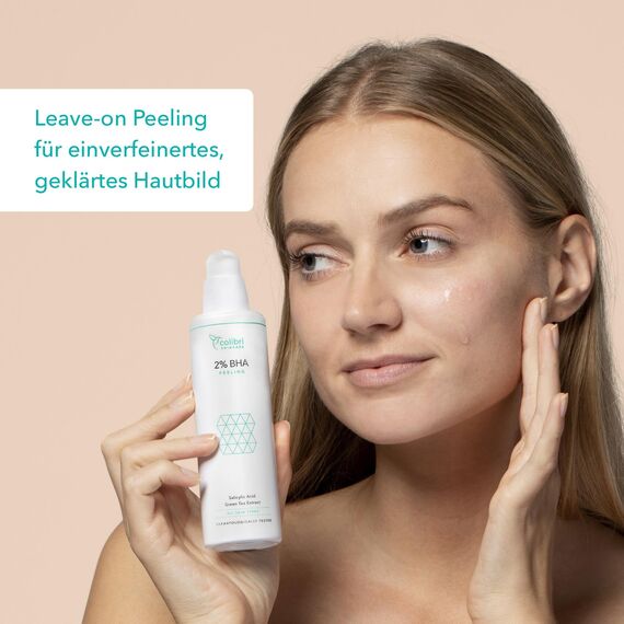 colibri skincare 2% BHA Peeling 100ml - Salicylsäure Peeling für alle Hauttypen - Chemisches Exfoliant für das Gesicht zur Minderung von Pickeln & Mitessern - hilft Poren zu verkleinern