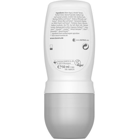 Lavera Deo Roll-on NATURAL & INVISIBLE 48 h - vegan - Naturkosmetik - Bio-Moringa & Natürliche Mineralien - ohne Aluminium - Zuverlässiger Schutz ohne Deo-Flecken - 48 Stunden Deo Schutz - 50 ml