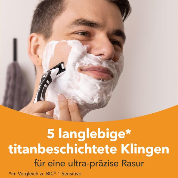 BIC Hybrid 5 Flex Rasierer Herren, Nassrasierer mit 10 Wechselklingen mit je 5 Klingen, mit Aloe Vera & Vitamin E, mit Präzisionstrimmer