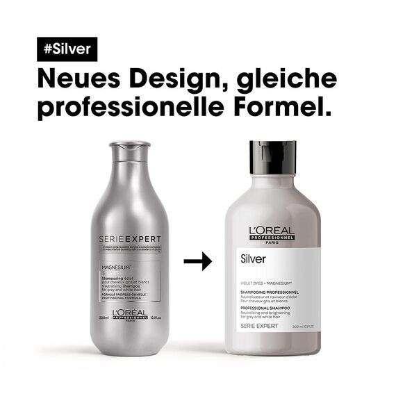 L'Oréal Professionnel Anti-Gelbstich Haarshampoo für weißes, graues & blondiertes Haar, Violett-Pigmente, Serie Expert, Silver Shampoo, 300 ml