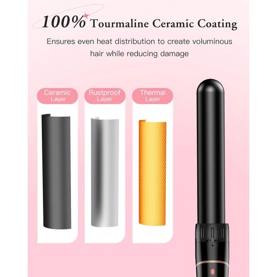 Lockenstab Große und Kleine Locken Set - 6 in 1 Mit Verschiedenen Aufsätzen Antistatische Keramik Turmalin Beschichtung Welleneisen für Beach Waves