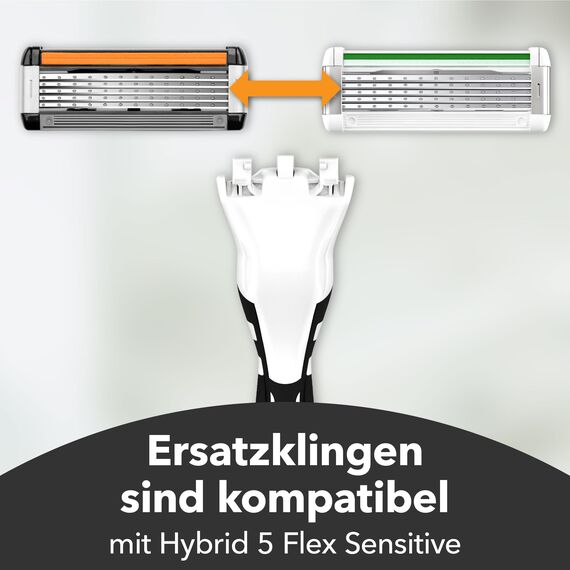 BIC Hybrid 5 Flex Rasierer Herren, Nassrasierer mit 10 Wechselklingen mit je 5 Klingen, mit Aloe Vera & Vitamin E, mit Präzisionstrimmer