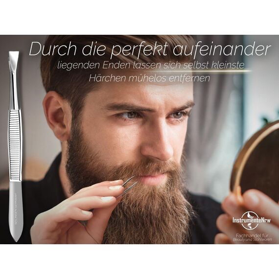 Zupfpinzette Pinzette aus Solingen Made in Germany Augenbrauenpinzette für die Gesichtspflege zum Zupfen von Augenbrauen, Barthaaren oder kleinen Härchen für Damen und Herren (Gerade)