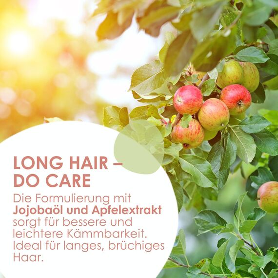 Jean & Len Conditioner Pflege Jojoba & Apfel, pflegt lange und brüchige Haarspitzen, entwirrt Knoten und sorgt für bessere Kämmbarkeit, Spülung mit Apfel Duft, ohne Parabene & Silikone, vegan, 300 ml