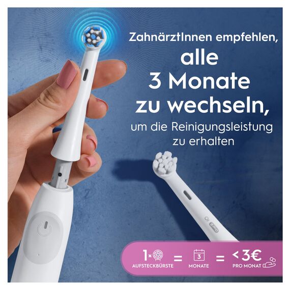 Oral-B iO Sanfte Reinigung – ORIGINAL Aufsteckbürsten für Elektrische Oral-B iO Zahnbürsten – Bürstenköpfe, Zahnbürstenaufsatz, Ersatzbürsten für empfindliches Zahnfleisch – Weiß, 4 Stück