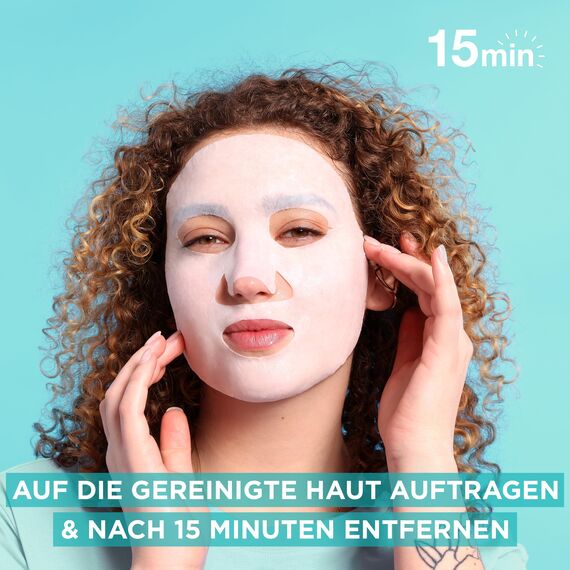 Garnier Tuchmaske, Gesichtsmaske für alle Hauttypen, Erfrischend und feuchtigkeitsspendend, Mit Hyaluronsäure und Aloe Vera, Hydra Bomb, 28 g