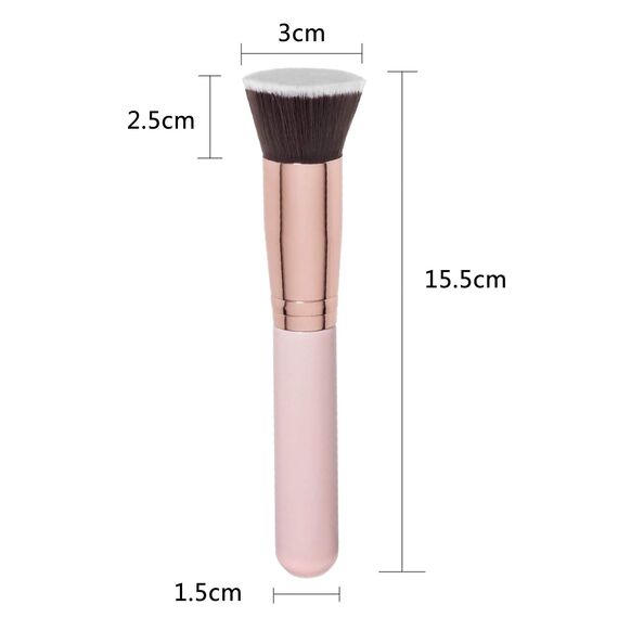 JeoPoom Make-Up Pinsel, Foundation Pinsel, Schminkpinsel, Kosmetikpinsel, Flacher Kosmetikpinsel Ideal, zum Polieren, Verblenden und für Gesicht(Roségold)