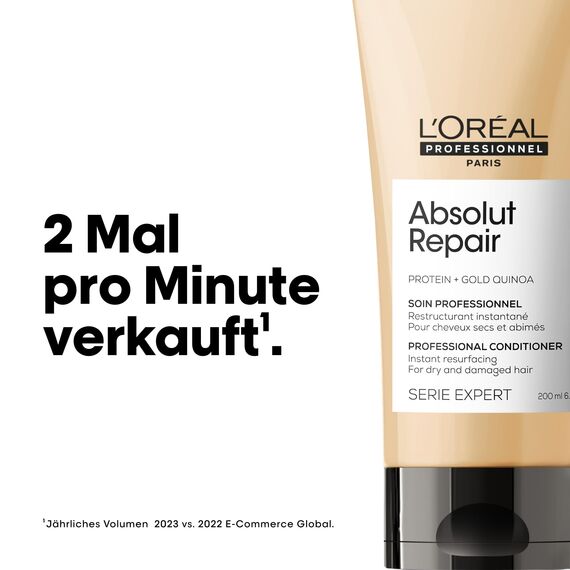 L'Oréal Professionnel Reparierender Conditioner für strapaziertes, glanzloses und trockenes Haar, Regenerierend, Mit Quinoa und Proteinen, Serie Expert, Absolut Repair Conditioner, 200 ml