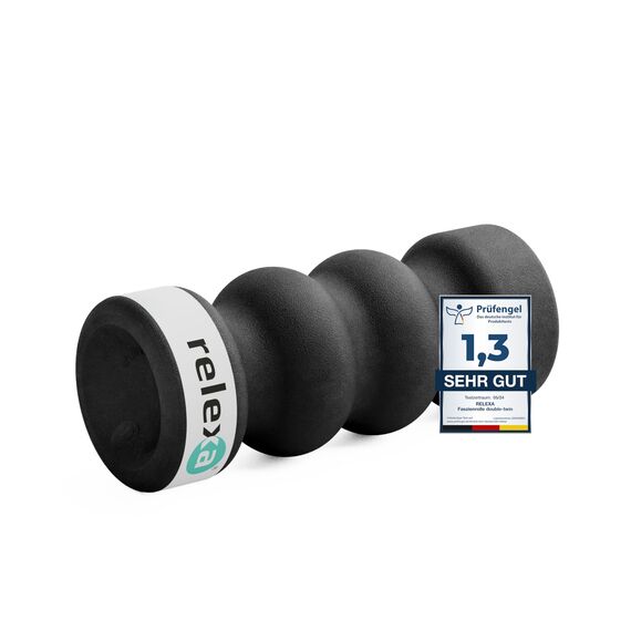 Relexa Faszienrolle Double-Twin - Ideal Zur Massage Bei Rückenschmerzen & Als Fitness-Training Ergänzung - Premium Material - 14cmx35cm - Schwarz