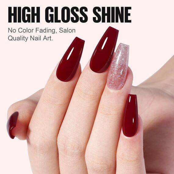 TOMICCA UV Nagellack Rot Schwarz Nude Set, 6 Farbe Gel Nagellack Set Nagelstudio Gelnägel DIY Geschenk für Frauen, 8ml