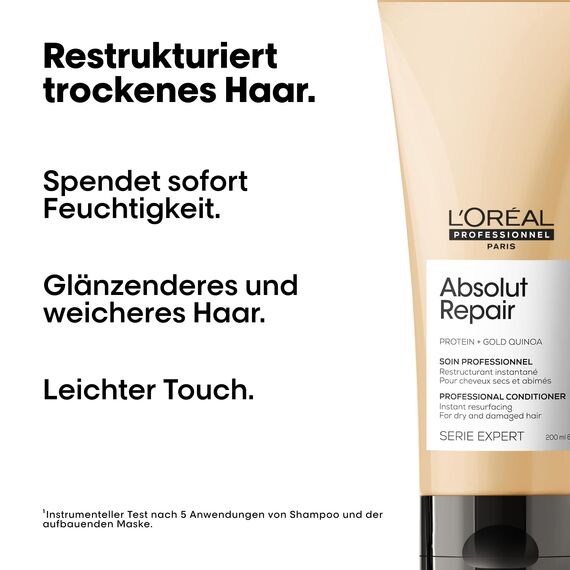 L'Oréal Professionnel Reparierender Conditioner für strapaziertes, glanzloses und trockenes Haar, Regenerierend, Mit Quinoa und Proteinen, Serie Expert, Absolut Repair Conditioner, 200 ml
