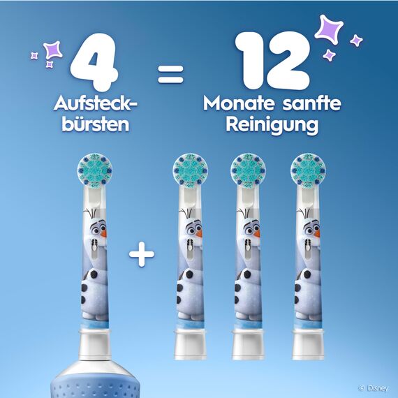 Oral-B Pro Kids Frozen Aufsteckbürsten — ORIGINAL Zahnbürstenaufsatz für Elektrische Zahnbürste — Extra Weiche Borsten, Oral-B Ersatzbürsten für Kinder ab 3 Jahren — Weiß, 8 Stück