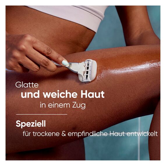 Gillette Venus Pro ComfortGlide Sensitive Damenrasierer mit einem Hauch von Aloe Vera, 3 Ersatzklingen, langlebiges Metallhandstück und Duschhalterung
