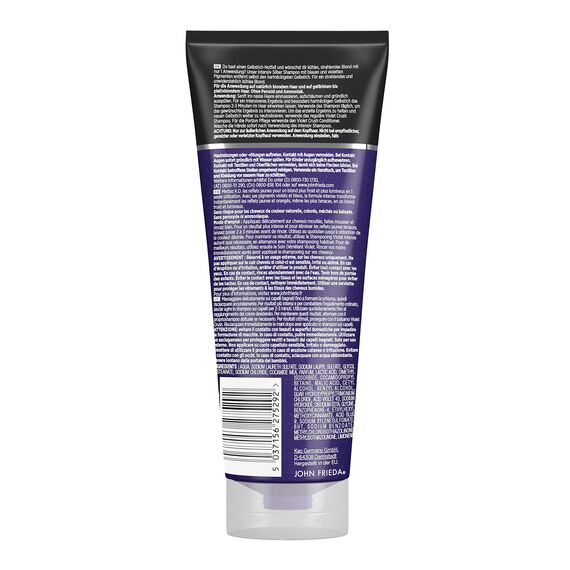 John Frieda Violet Crush Intensiv-Silber-Shampoo - Anti-Gelbstich - Auch gegen Orangetöne - Mit violetten Pigmenten, 250 ml