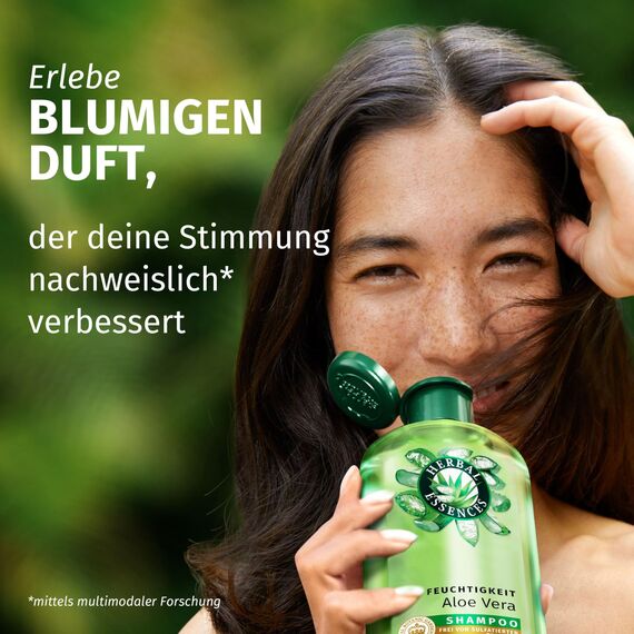 Herbal Essences Feuchtigkeits Shampoo mit Aloe und Jasminduft 350ml. Von sehr trockenem zu glänzenden Haar, Ohne Silikone, ohne sulfatierte Tenside, Mit Inhaltsstoffen natürlichen Ursprungs, Vegan