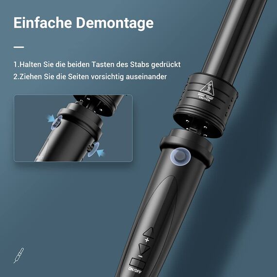 ELEHOT-Store Lockenstab 5 in 1 LCD Keramikbeschichtung Austauschbare Aufsätzen Lockenwickler kit mit Handschuhe Einstellbare Temperatur Schnellaufheizung Lockenstäbe ET-W301