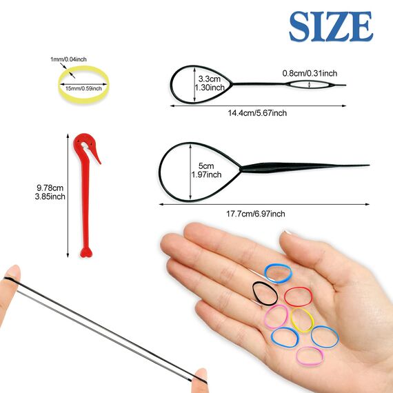 Hanyousheng Mini Haargummis, 1000 Stück KleineHaargummis, Gummi Haargummis Bunt / Transparent, Elastische Haargummis Mädchen für Feines Haar und Haarflechten, Kleine Dreadlocks, 2 Flechthilfe Haare